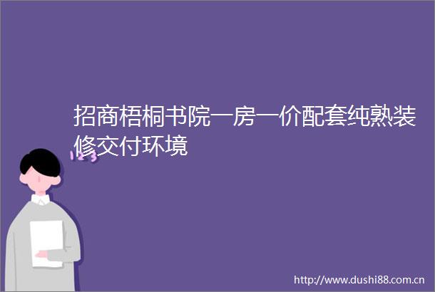 招商梧桐书院一房一价配套纯熟装修交付环境