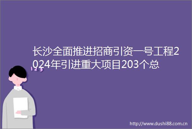长沙全面推进招商引资一号工程2024年引进重大项目203个总投资额171416亿元