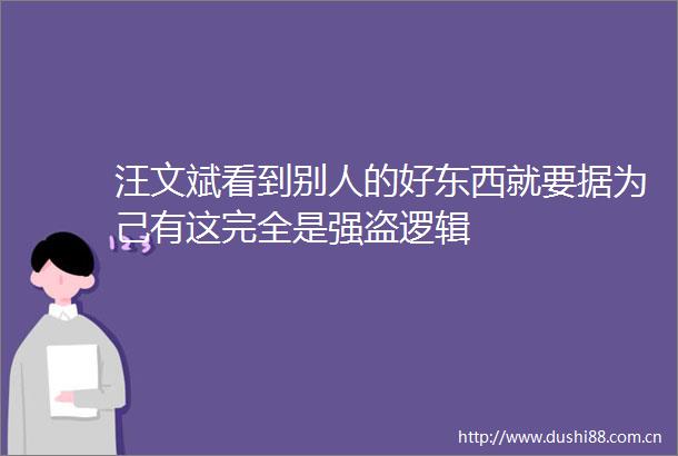 汪文斌看到别人的好东西就要据为己有这完全是强盗逻辑