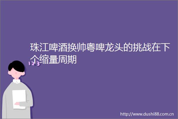 珠江啤酒换帅粤啤龙头的挑战在下个缩量周期