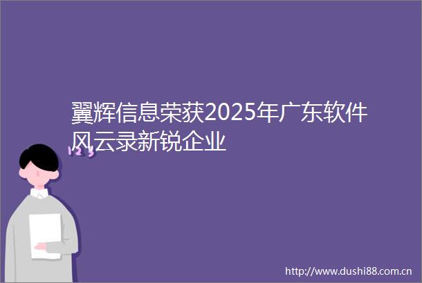 翼辉信息荣获2025年广东软件风云录新锐企业