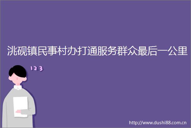 洮砚镇村办打通服务群众最后一公里