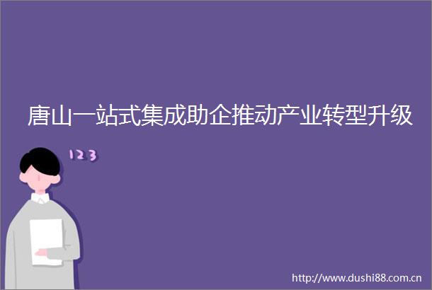 唐山一站式集成助企推动产业转型升级