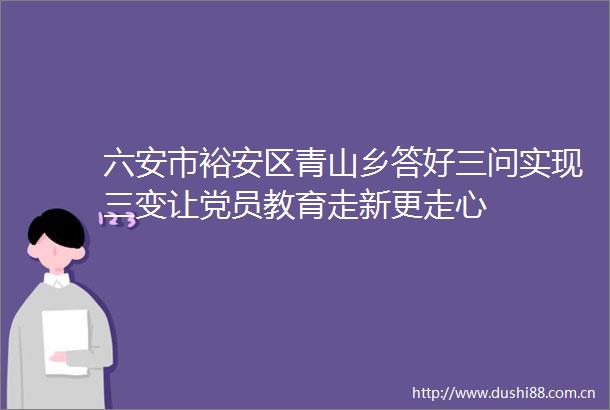 六安市裕安区青山乡答好三问实现三变让党员教育走新更走心