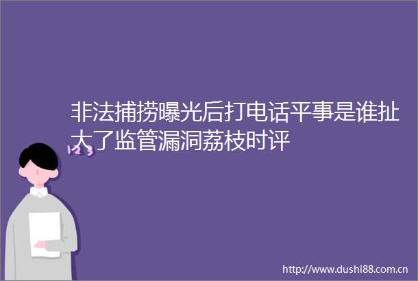 捕捞后打电话平事是谁扯大了监管漏洞荔枝时评