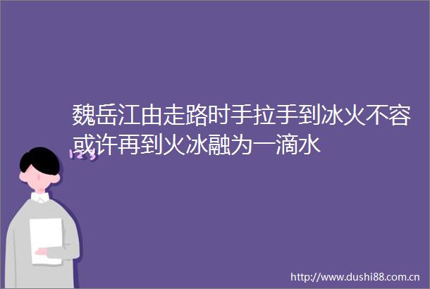 魏岳江由走路时手拉手到冰火不容或许再到火冰融为一滴水