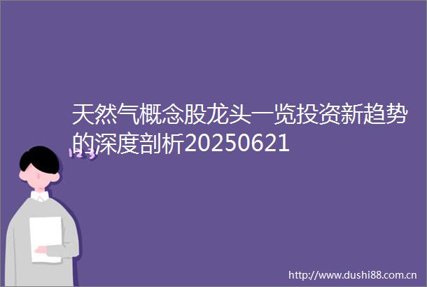 天然气概念股龙头一览投资新趋势的深度剖析20250621