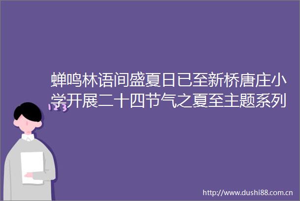蝉鸣林语间盛夏日已至新桥唐庄小学开展二十四节气之夏至主题系列活动