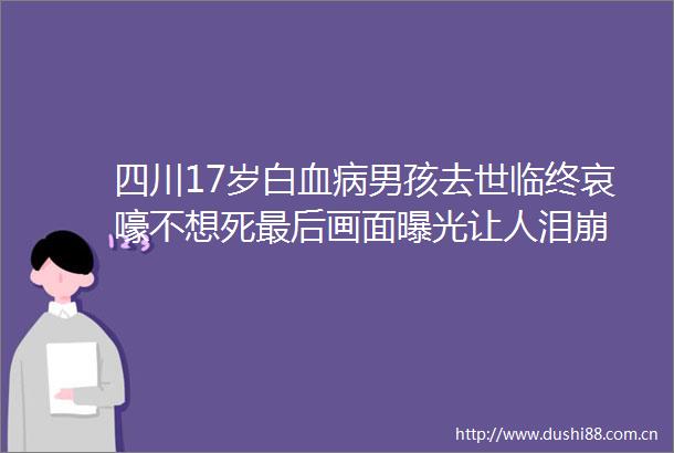 四川17岁白血病男孩去世临终哀嚎不想死最后画面让人泪崩