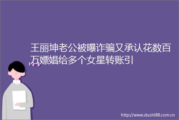 王丽坤老公被曝诈又承认花数百万嫖娼给多个女星转账引