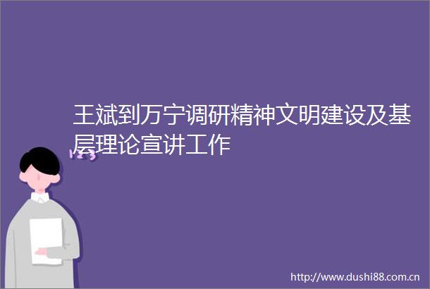 王斌到万宁调研精神文明建设及基层理论宣讲工作