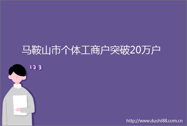 马鞍山市个体工商户突破20万户