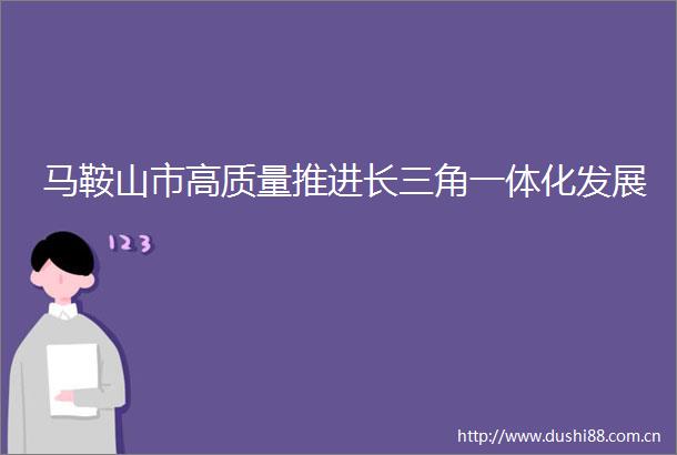 马鞍山市高质量推进长三角一体化发展