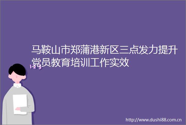 马鞍山市郑蒲港新区三点发力提升党员教育培训工作实效