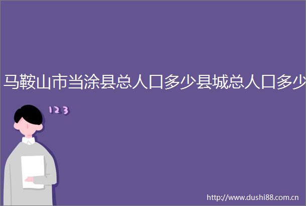 马鞍山市当涂县总人口多少县城总人口多少