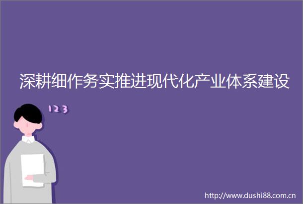深耕细作务实推进现代化产业体系建设