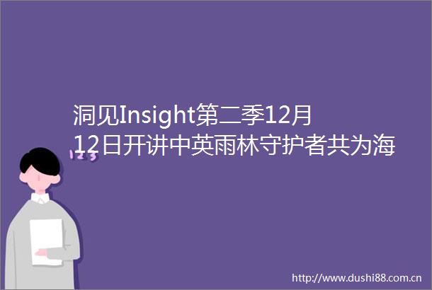 洞见Insight第二季12月12日开讲中英雨林守护者共为海南长臂猿发声