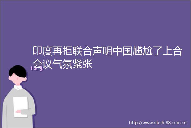 印度再拒联合声明尴尬了上合会议气氛紧张