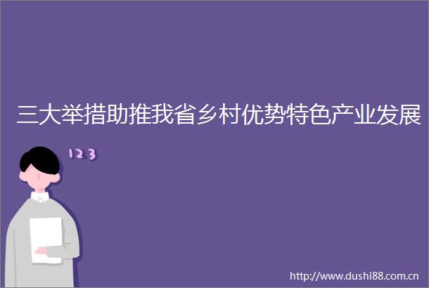 三大举措助推我省乡村优势特色产业发展
