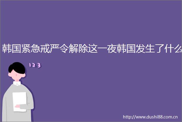 韩国紧急戒严令解除这一夜韩国发生了什么