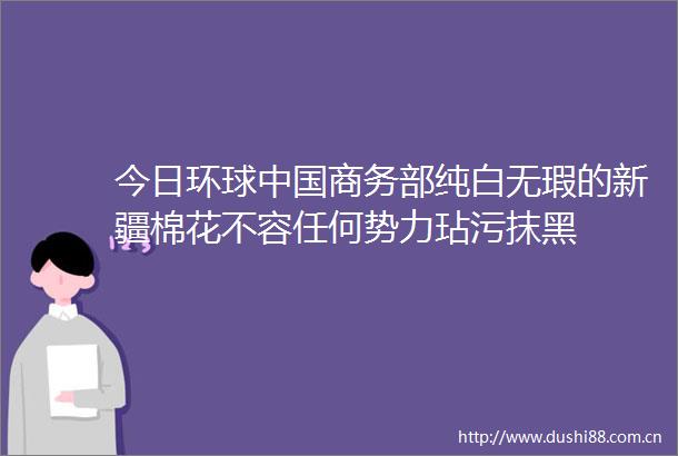今日环球商务部纯白无瑕的新疆棉花不容任何势力玷污抹黑