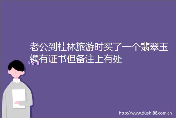 老公到桂林旅游时买了一个翡翠玉镯有证书但备注上有处