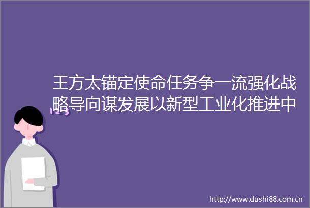 王方太锚定使命任务争一流强化战略导向谋发展以新型工业化推进式现代化金昌实践