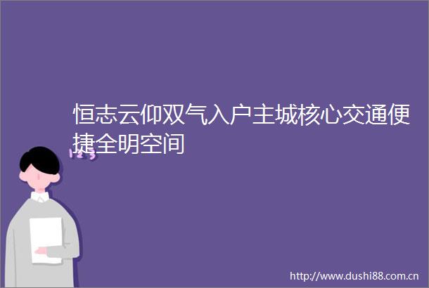恒志云仰双气入户主城核心交通便捷全明空间