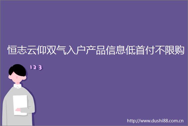 恒志云仰双气入户产品信息低首付不限购