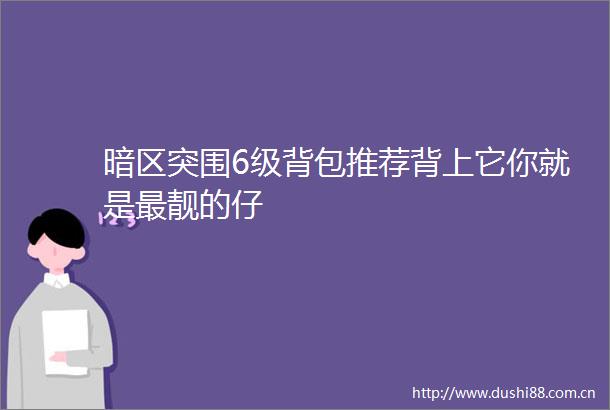 暗区突围6级背包推荐背上它你就是最靓的仔