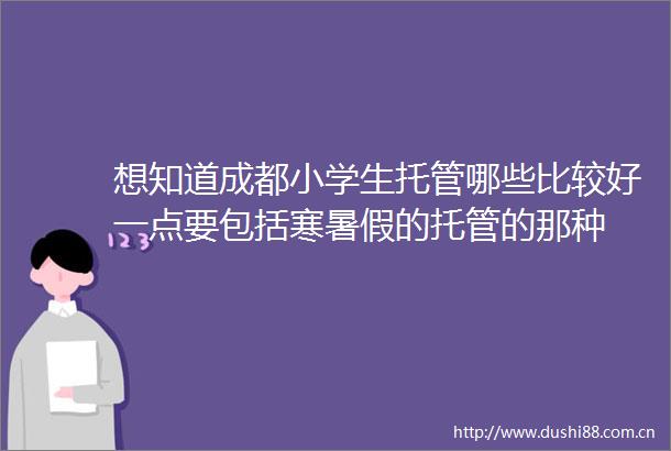 想知道成都小学生托管哪些比较好一点要包括寒暑假的托管的那种
