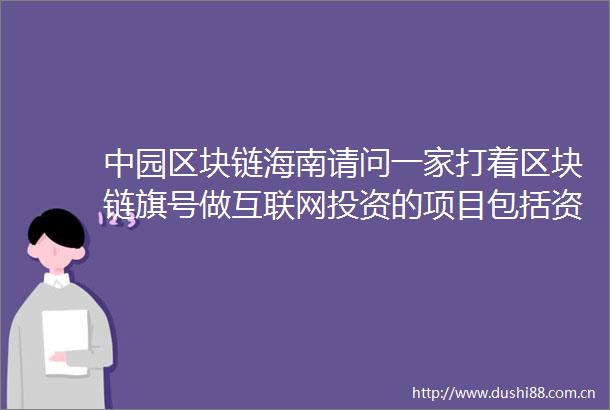 中园区块链海南请问一家打着区块链旗号做互联网投资的项目包括资金盘虚拟货币这一类是正规合法的吗