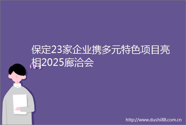 保定23家企业携多元特色项目亮相2025廊洽会
