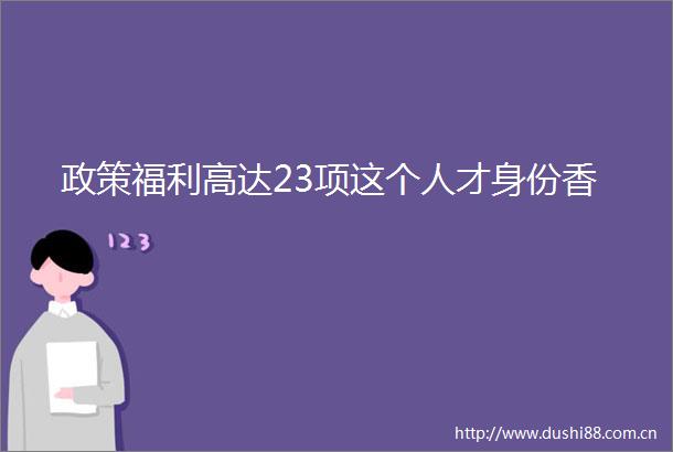 政策福利高达23项这个人才身份香