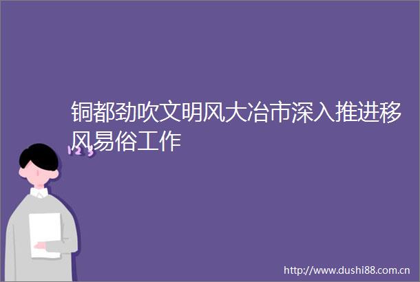 铜都劲吹文明风大冶市深入推进移风易俗工作