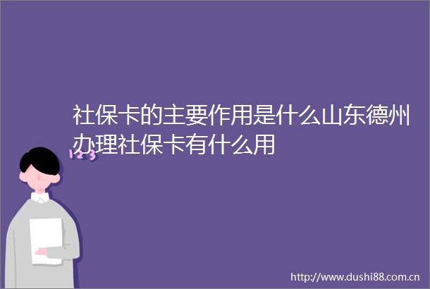 社保卡的主要作用是什么山东德州办理社保卡有什么用
