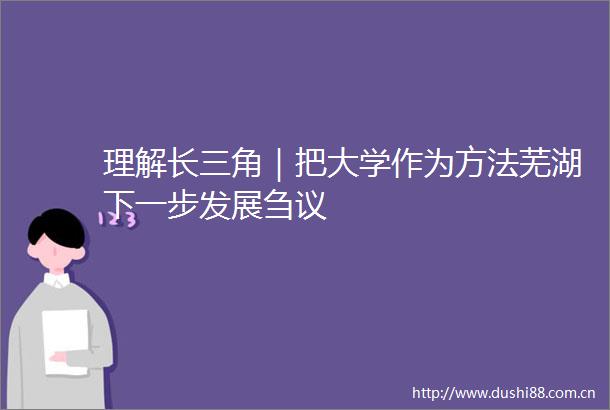 理解长三角｜把大学作为方法芜湖下一步发展刍议