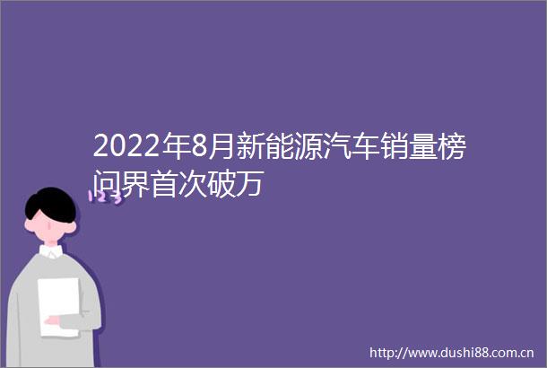 2022年8月新能源汽车销量榜问界首次破万