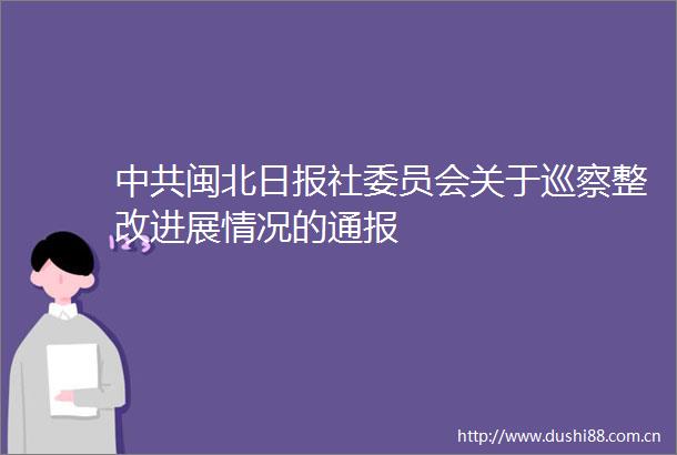 闽北日报社委员会关于巡察整改进展情况的通报