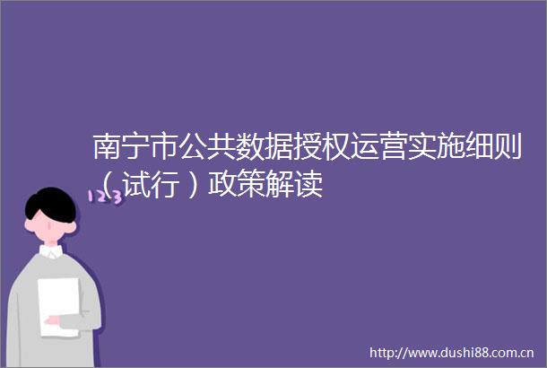 南宁市公共数据授权运营实施细则（试行）政策解读