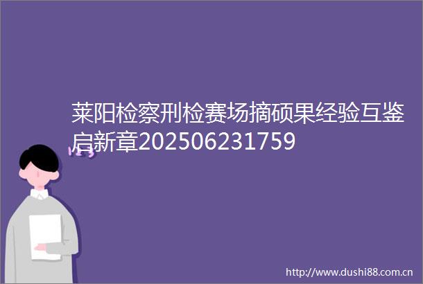 莱阳检察刑检赛场摘硕果经验互鉴启新章202506231759