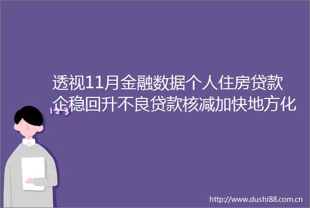 透视11月金融数据个人住房企稳回升不良核减加快地方化债力度加大影响信贷存量
