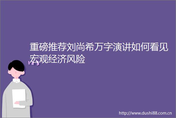 重磅推荐刘尚希万字演讲如何看见宏观经济风险