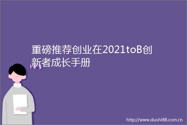 重磅推荐创业在2021toB创新者成长手册