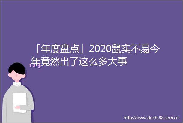 「年度盘点」2020鼠实不易今年竟然出了这么多大事