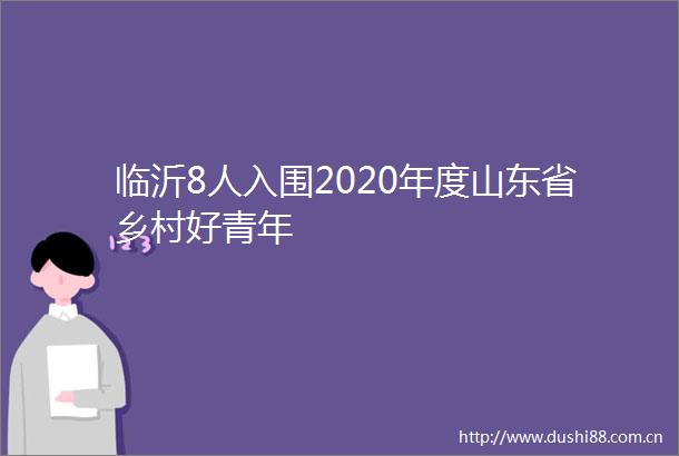 临沂8人入围2020年度山东省乡村好青年