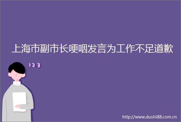 上海市副市长哽咽发言为工作不足道歉