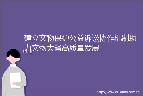 建立文物保护公益诉讼协作机制助力文物大省高质量发展