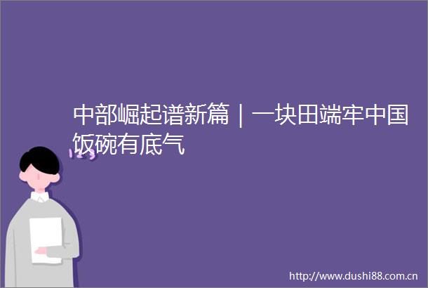 中部崛起谱新篇｜一块田端牢饭碗有底气