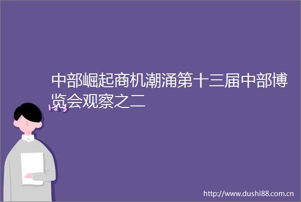 中部崛起商机潮涌第十三届中部博览会观察之二